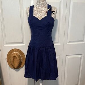 Fiorucci Navy Blue Mini Dress Cotton blend EU44/L